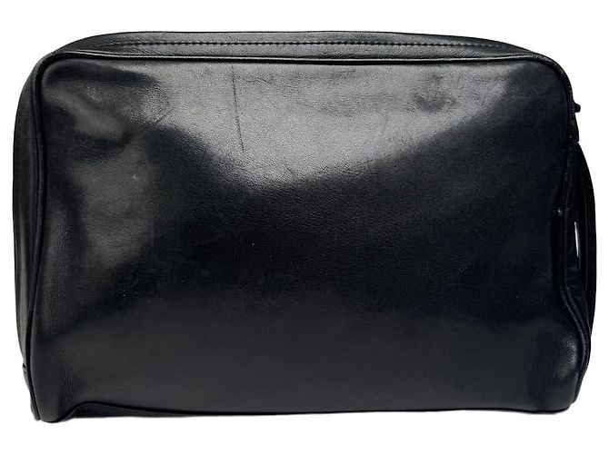 Vintage Issey Miyake Leder-Clutch schwarz