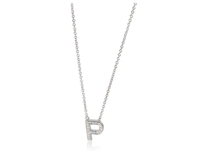 Tiffany & Co. Platin-Diamant Initial P Anhänger