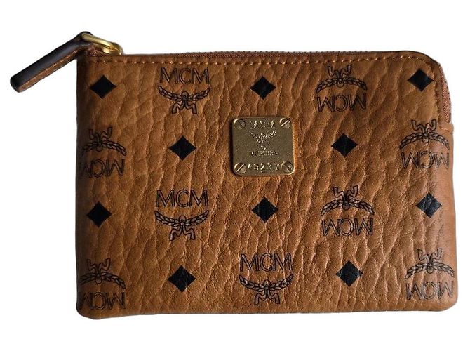 Portafoglio MCM Visetos in pelle marrone
