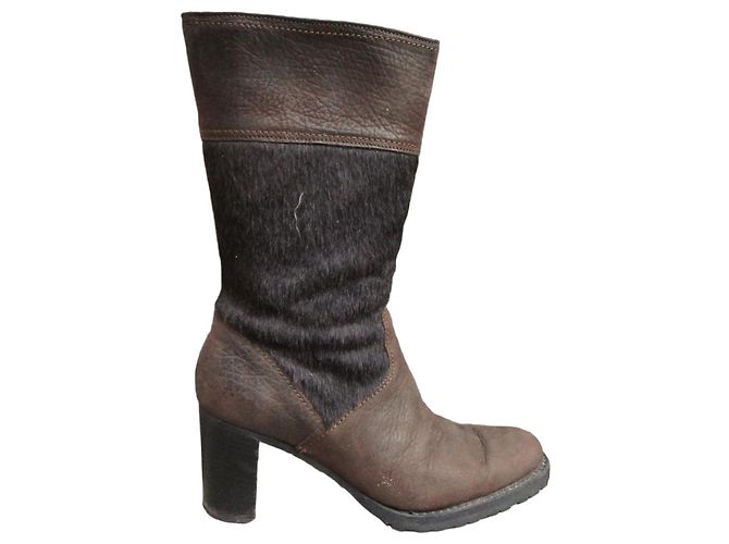 Botas Paraboot de piel efecto pony marrón oscuro