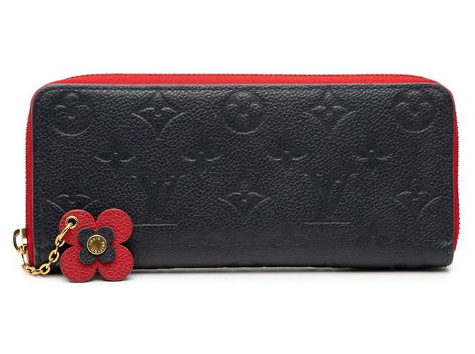 Louis Vuitton Monogram Empreinte Long Wallet Red Navy blue