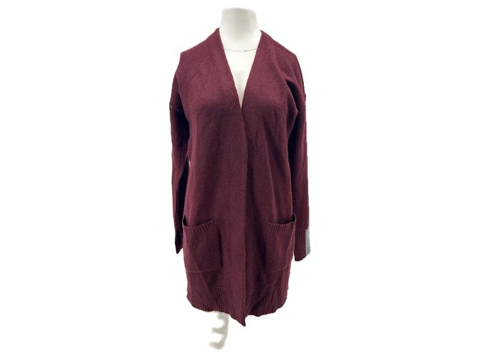 Autre Marque Langer bordeauxfarbener Cashmere-Weste