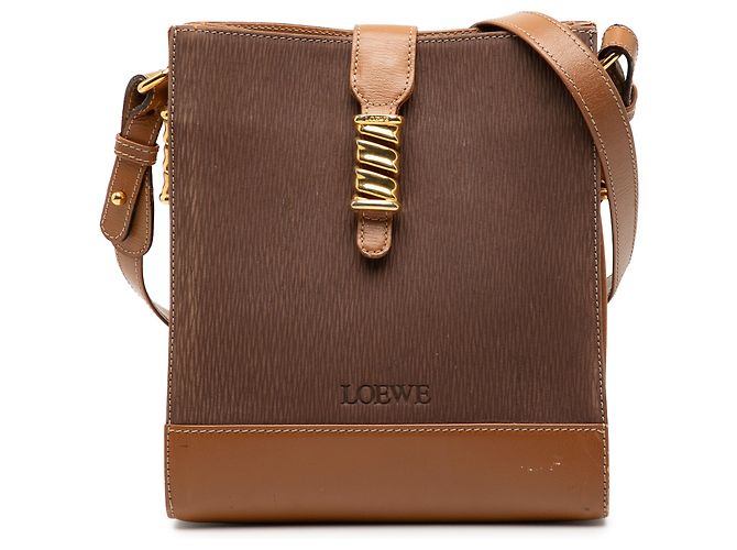 Bolso de Hombro Velasquez Twist de Cuero Marrón LOEWE Castaño