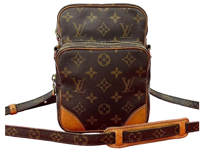 Louis Vuitton Amazon Monogram Leder Schultertasche Braun