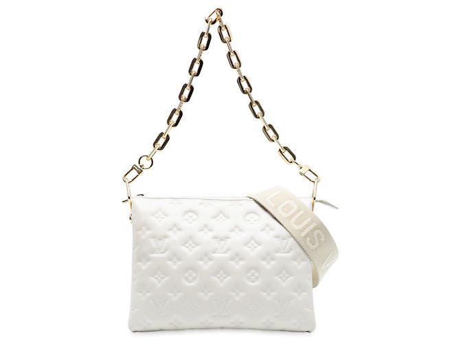 Coussin PM em couro de cordeiro acolchoado Monogram Louis Vuitton Branco