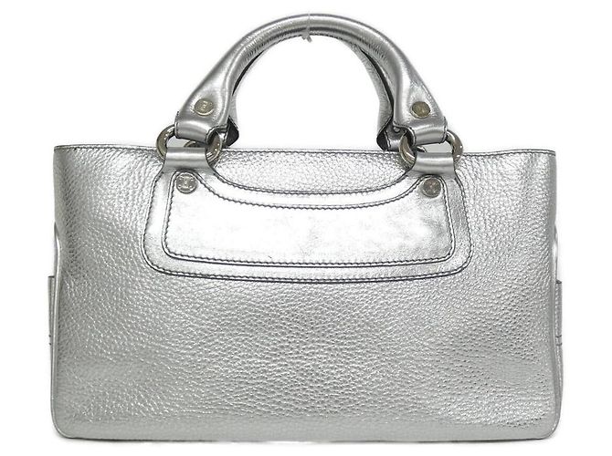 Céline Celine Boogie Metallic Leder Tasche Silber Metallisch 