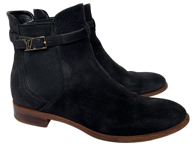 Louis Vuitton Leather Ankle Boots Black
