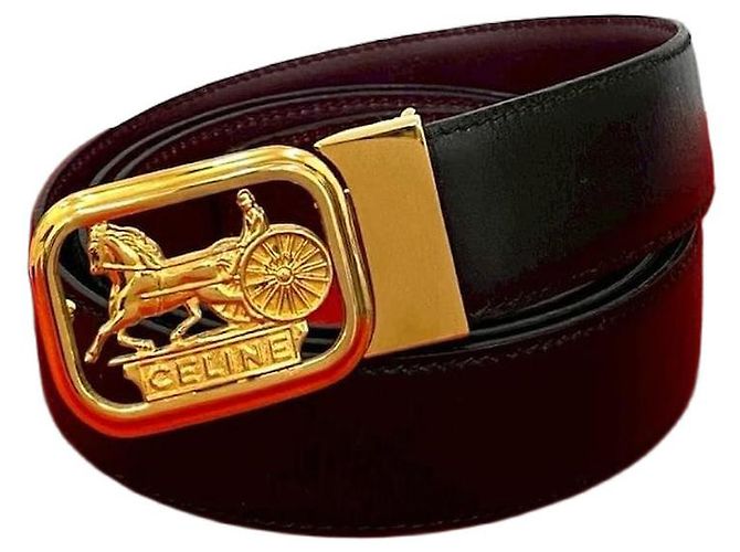 Céline Cinto de couro de bezerro com fivela Carriage da Celine