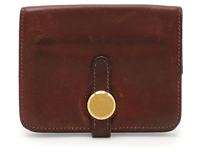 Monedero compacto Dogon de Hermès Castaño