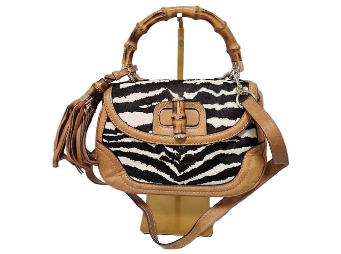 Gucci Bamboo Medium Handtasche braun/schwarz/weiß