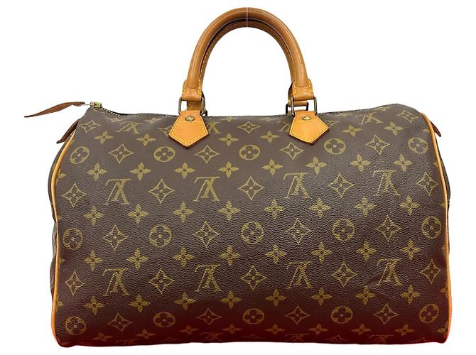 Louis Vuitton Speedy Monogram Leather Handbag Brown