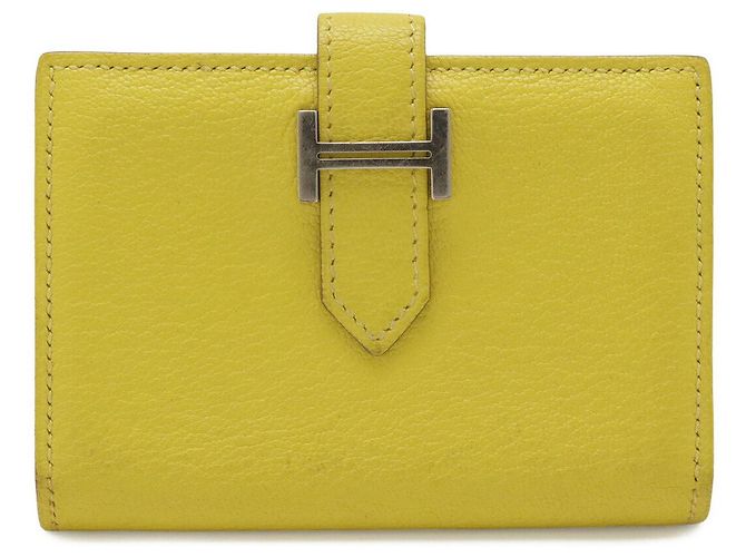 Hermès Béarn Ziegenleder Kartenetui Gelb