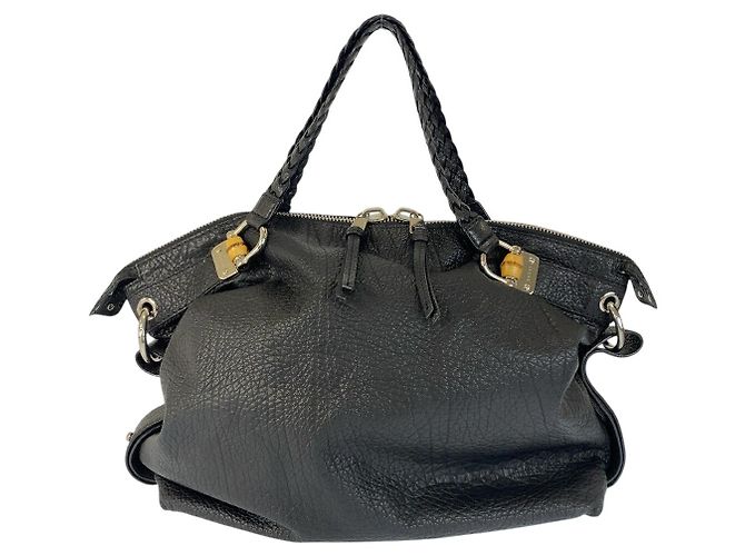 Gucci Bamboo Leather Tote Bag Black