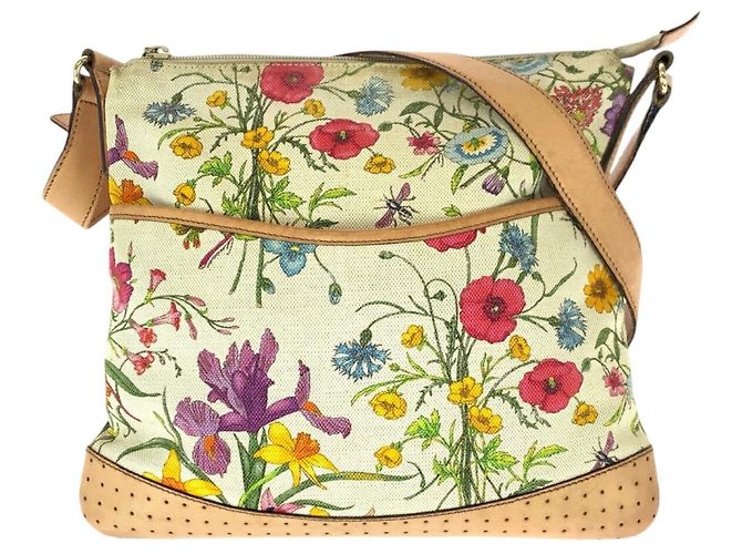 Borsa a Spalla in Tela e Pelle Gucci Flora Multicolore