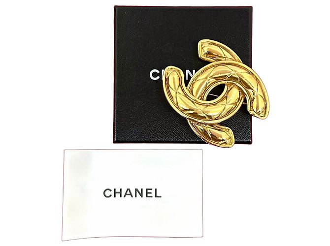 Chanel Coco Mark Brosche Golden Metallisch