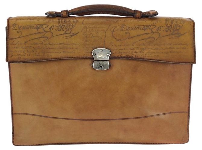 Berluti Leder Calligraphy Ecriture Aktentasche