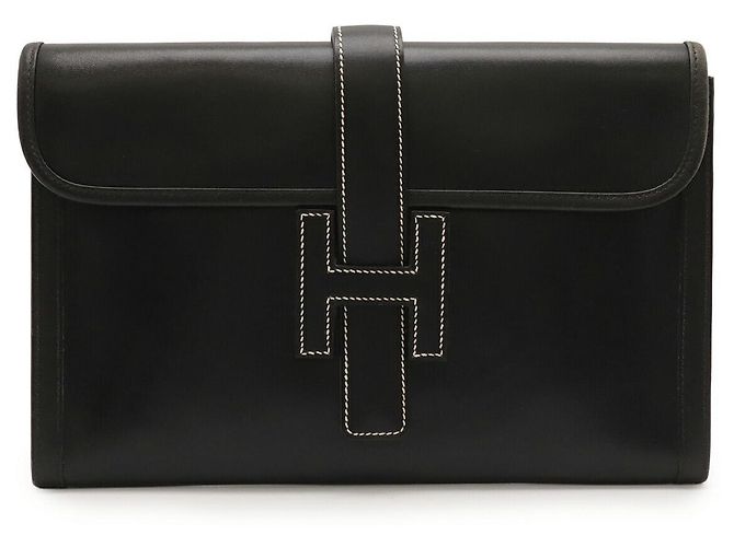 Hermès Hermes Jige PM Leather Clutch Black