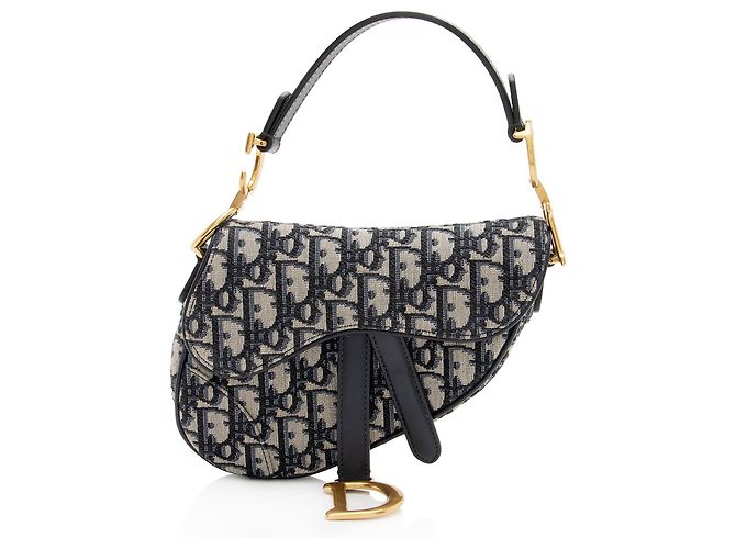 Mini Borsa Saddle Oblique Dior Blu 