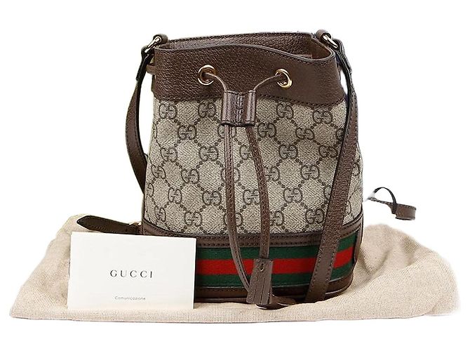 Gucci Borsa a spalla mini secchiello Ophidia Marrone 