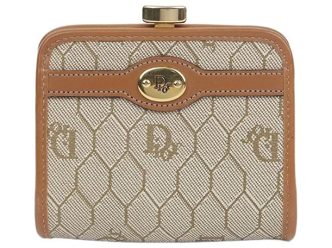 Dior Honeycomb Frame Wallet Brown