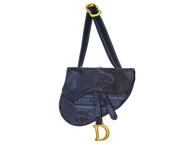 Borsa a Fianco Christian Dior Saddle Blu Marino e Nero Blu navy 