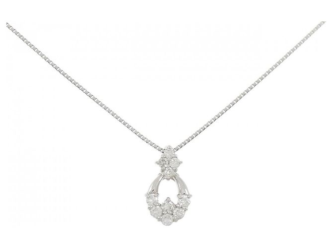 Autre Marque Diamant-Halskette PT900 PT850 Silber
