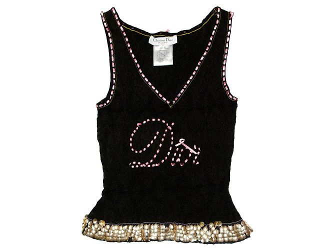 Schwarze Wollbluse von Christian Dior Pink