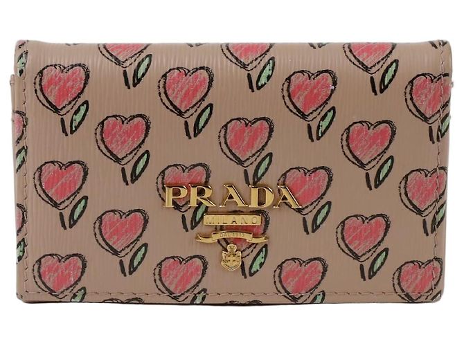 Prada Heart Pattern Card Holder Pink