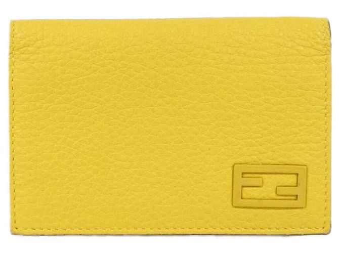 Fendi Leather Card Case in Yellow