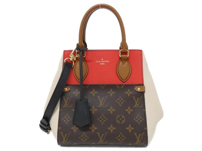 Louis Vuitton Monogram Fold Tote PM Handbag Black Cream Fuschia
