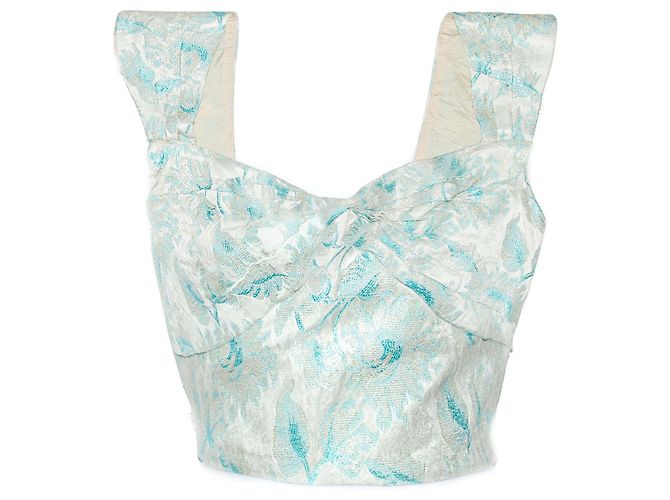Top de Seda de Tirantes Prada Plata Azul claro
