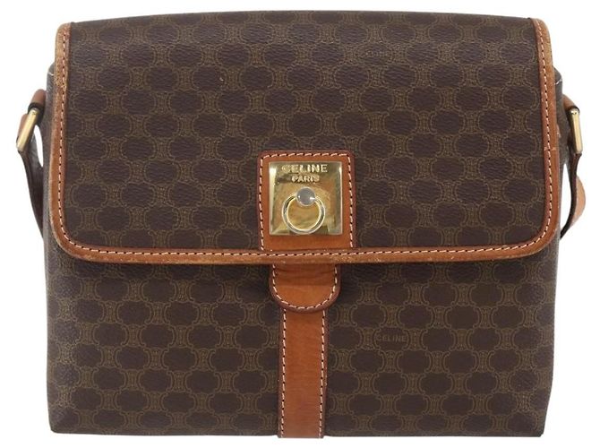 Céline Celine Vintage Macadam Canvas et Cuir Marron