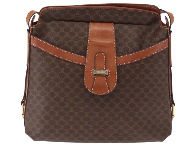 Céline Celine Vintage Macadam Canvas et Cuir Marron