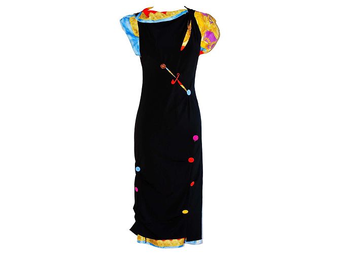 Abito Midi Nero/multicolore Versace