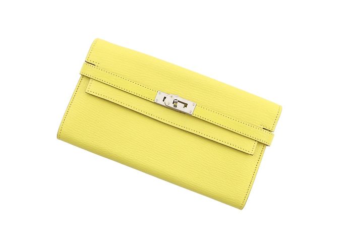 Hermès Hermes Kelly Wallet Long in Lime Golden