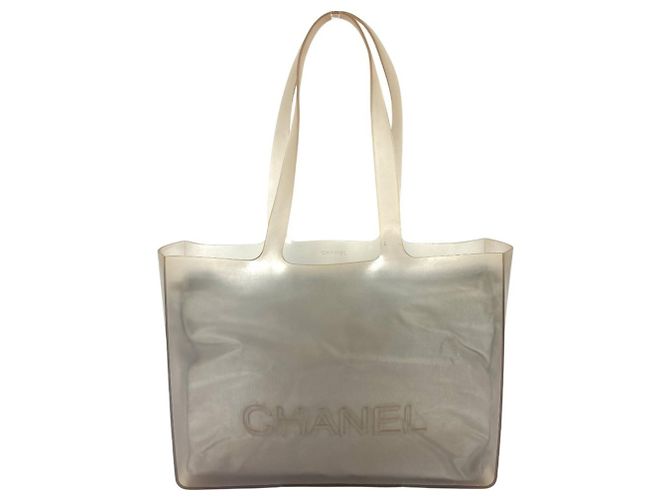 Bolsa tote de borracha cinza Chanel Marrom