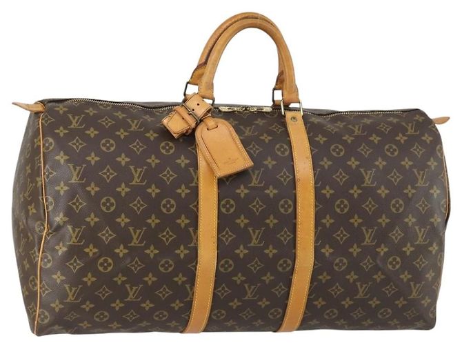 Sac Keepall Louis Vuitton en toile Monogram 55 Marron