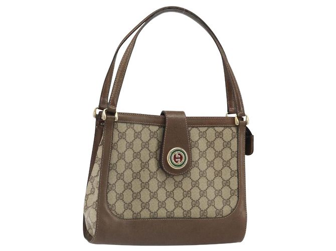 Gucci Borsa a Spalla GG Supreme PVC Beige Oro Auth 164473 D'oro