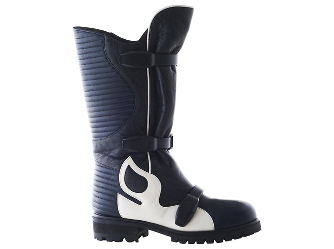 Autre Marque Ilga Leder-Motorradstiefel Weiß