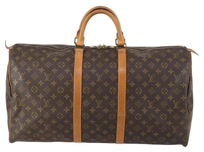Bolsa Keepall Louis Vuitton em canvas Monogram 55 Marrom