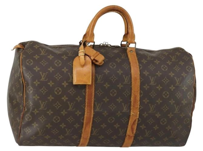 Bolsa Keepall Louis Vuitton em canvas Monogram 50 Marrom