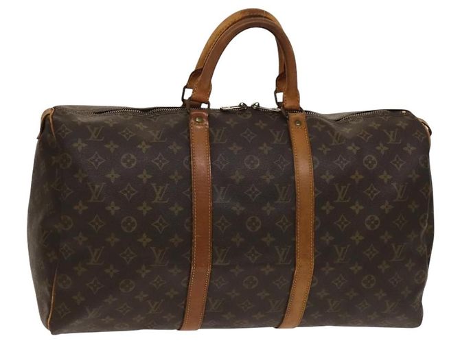 Sac Keepall Louis Vuitton en toile Monogram 50 Marron