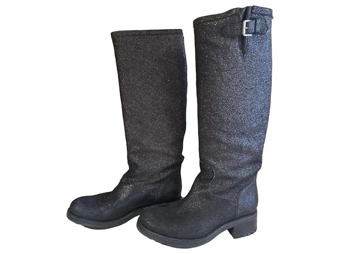 Botas altas texturizadas Free Lance negras Negro