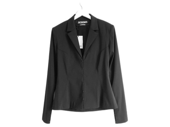 Jacquemus La Veste Obiou Layered Back Blazer Jacket Black