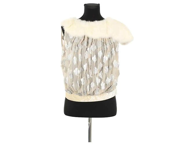 Louis Vuitton Blusa de pele cor creme Cru