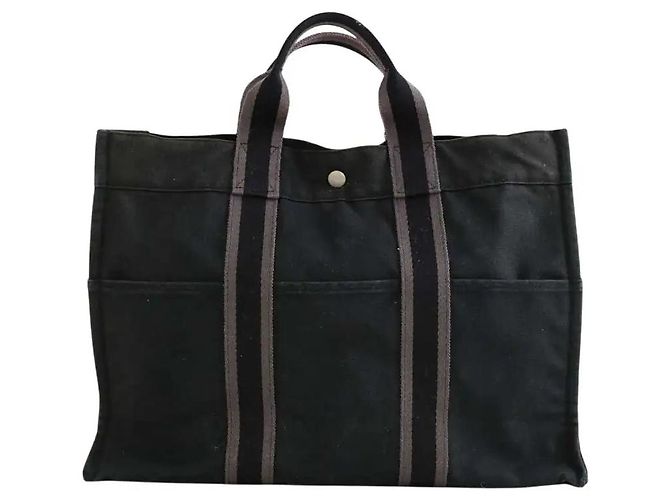 Hermès Herline Schwarze Baumwolltasche