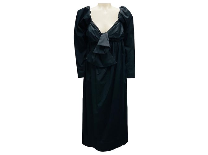 Maje Schwarzes Valentina Midi-Kleid mit Schleife Aje