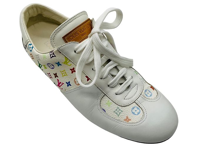 Baskets en toile et cuir Monogram multi blanc Louis Vuitton x Takashi Murakami