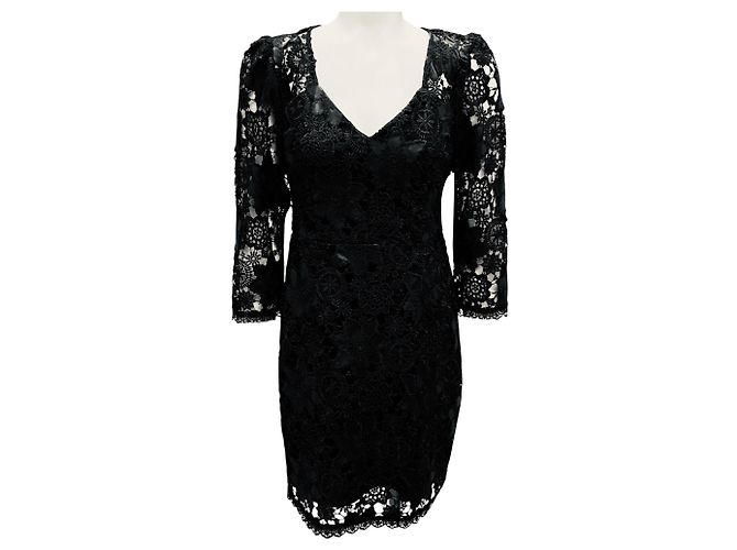 Schwarzes Spitzen-Cocktailkleid von Nanette Lepore