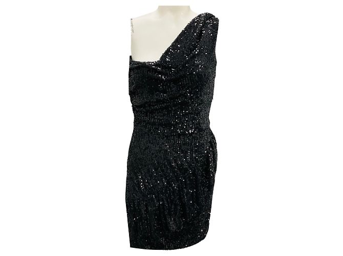 IRO Black Sila Sequined One Shoulder Mini Dress